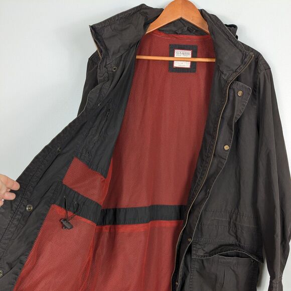 Vintage Old Navy Jacket Mens M Brown Y2K 90s Utility Coat Hooded Rugged Gorpcore - Picture 3 of 14